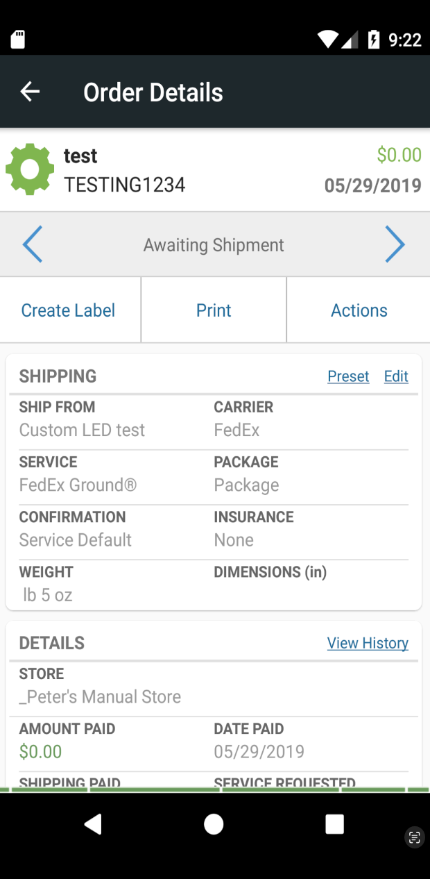 ShipStation Android app screenshot