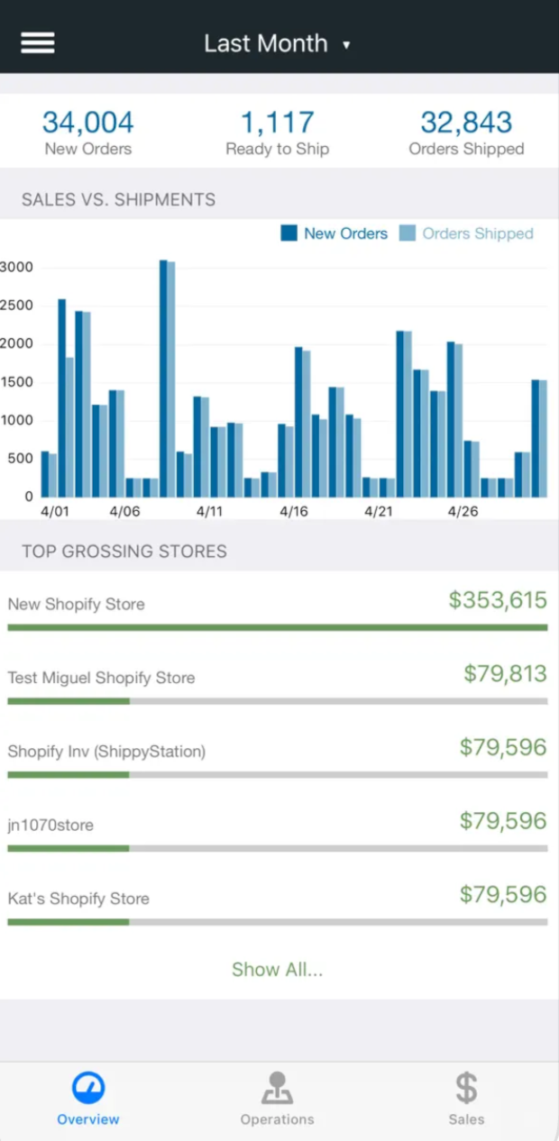 ShipStation iOS app screenshot